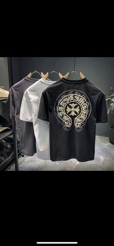 Футболки: Футболка Chrome Hearts черного цвета с классическим кроем, короткими