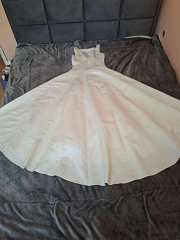 spandex elastin: Elegantna duga haljina u boji slonovače (ivory), klasičnog A-kroja sa — 1