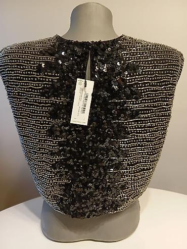 satenske helanke: Top/bolero bez rukava sa šljokicama i kristalnim detaljima - Brend — 2
