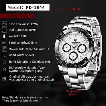 Ručni satovi: PAGANI DESIGN PD-1644 Sport - 40mm -Sivo\Plava-Rolex Daytona Potpuno — 5