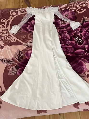 xonca bezekleri: Ağ rəngdə zərif ziyafət/nikah geyimi (1defe geyinilib ) - Model — 1