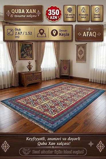 350azn Quba Xan xalcasi. 2,67 / 1.52 ölcusunde Əl toxunma,yun iplerlə