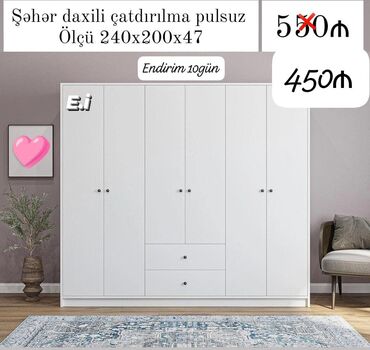 Dolablar: Yeni, 6 qapı Düz dolab, Şifonyer