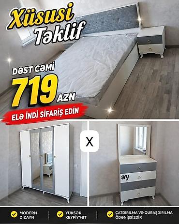 Yataq otağı mebel dəsti Tərkibi: - İki nəfərlik çarpayı (yumşaq