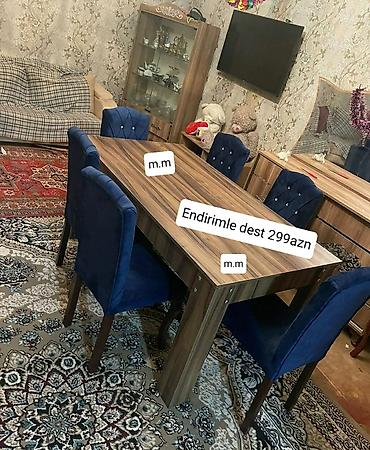 qoz: Qonaq otağı üçün, Yeni, Açılmayan, Dördbucaq masa, 6 stul — 4