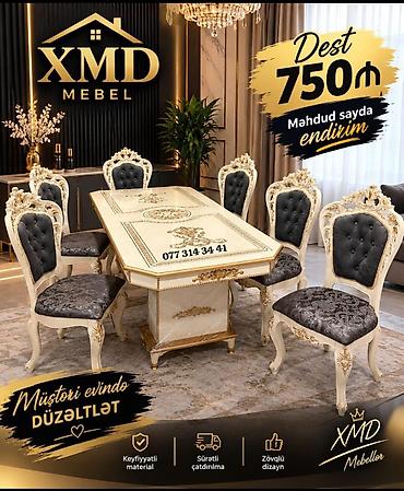 XMD Mebel – Klassik Yemək Dəsti - Dəst: 1 ədəd dikdörtqan masa + 6 lalafo.az -da XMD Mebel – Klassik Yemək Dəsti - Dəst: 1 ədəd dikdörtqan masa + 6