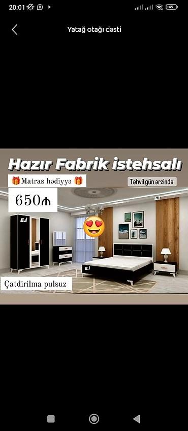 İkinəfərlik çarpayı, Dolab, Termo, 2 tumba, Yeni