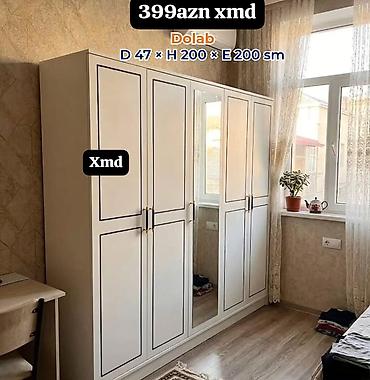 embawood paltar dolabı: Dolab – 6 qapılı, aynalı model Ölçülər: - Dərinlik: 47 sm - — 1