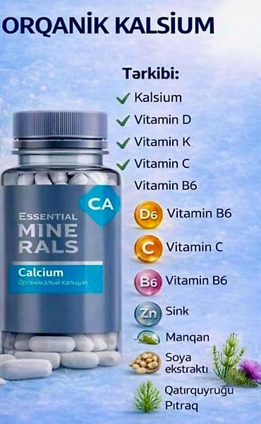 Məhsul: Orqanik Kalsium – Essential Minerals (Calcium) qida əlavəsi