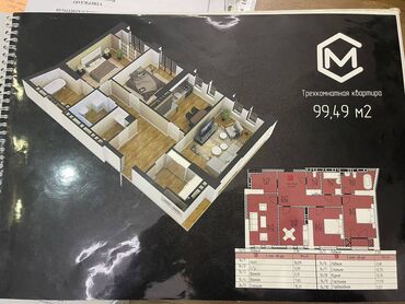 Продажа квартир: 3 комнаты, 99 м², Элитка, ПСО (под самоотделку)