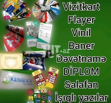 həriflər: Vizitka, Flayer Buklet,Baner dəvətnamə,diplom,işıqlı hərflər