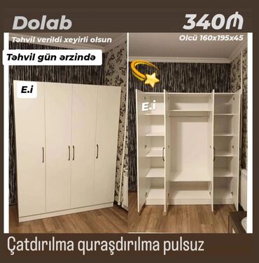 Komodlar: Yeni, Açılan, 4 qapılı Düz dolab, Qarderob, paltar dolabı, Azərbaycan
