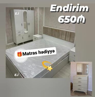 мебель из паллет бишкек: İkinəfərlik çarpayı, Dolab, Termo, 2 tumba, Azərbaycan, Yeni