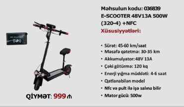 Kitablar və jurnallar: Qiymət: 999 AZN olan bu skuteri 700 azn son qiymet E-Scooter 48V 13A