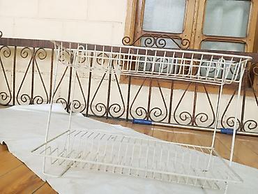 plastik rəf: İki mərtəbəli metal tel rəf - Material: möhkəm metal tel, ağ rəngli — 1