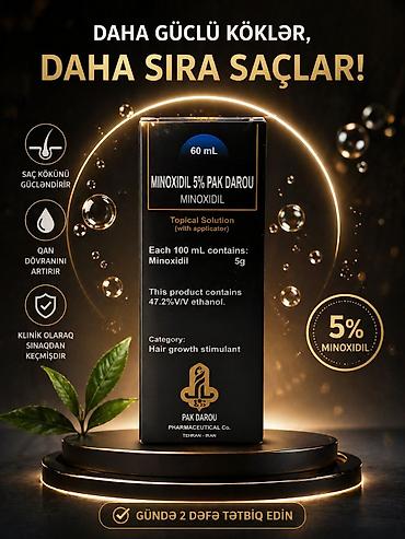 minoksidil iran: Məhsul: Minoxidil 5% Pak Darou – Topikal məhlul (aplikatorla), 60 ml — 1
