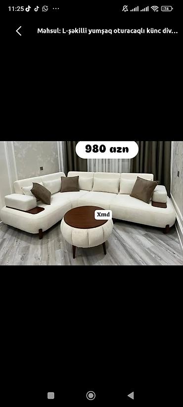 L-şəkilli yumşaq oturacaqlı künc divan dəsti - Rəng: açıq krem lalafo.az -da L-şəkilli yumşaq oturacaqlı künc divan dəsti - Rəng: açıq krem
