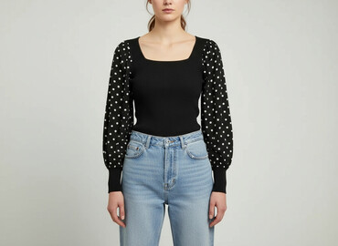 czarne bluzki z bufkami: Women's blouse, size S