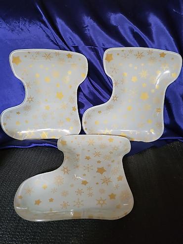 Kuhinjski setovi: Tanjiri vintaz stakleni praznicni. Stakleni tanjiri za posluzenja — 7