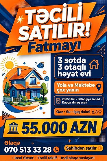 sumqayitda gunluk ev: 3 otaqlı, Yeni tikili, 3 kv. m — 1