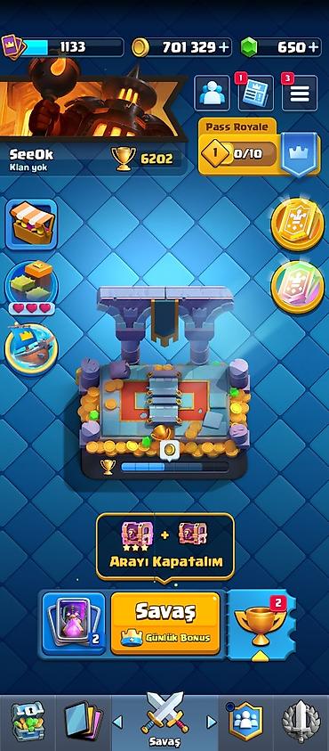 ziyafet donu s: Clash Royale hesabı satılır – yüksək resurs və trofeylərlə dolu aktiv — 3