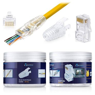 netis modem: Pass Through CAT5e RJ45 connector / Şəbəkə konnektorları 50 ədəd ✅