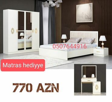 ручная мебель: Двуспальная кровать, Шкаф, Трюмо, 2 тумбы, Азербайджан, Новый
