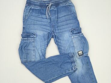 spodnie oversize jeans: Spodnie jeansowe, Little kids, 9 lat, 128/134, stan - Dobry