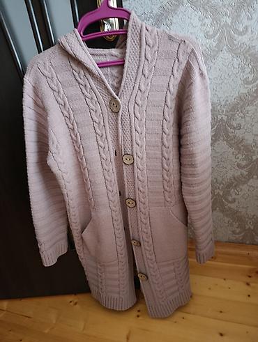 toxunma jaket: Uzun trikotaj kardiqan - Rəng: pudra/şam şaftalısı tonlarında açıq — 4