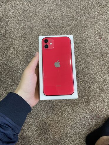 Apple iPhone: IPhone 11, Б/у, 64 ГБ, Красный, Зарядное устройство, Коробка, 77 %