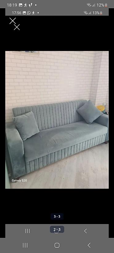Divanlar: Mavi-yaşıl tonlarda, müasir dizaynlı 3 nəfərlik divan - Parça — 2