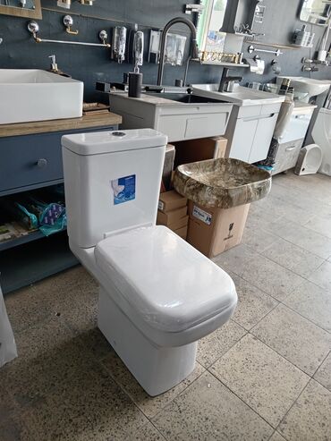 ванна кабина: Unitaz kvadrat vakum qapaq, iki basma sifon, şəffaf keramik yeni