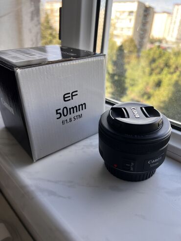 canon obyektiv: Canon 50mm f 1.8 STM linza . Səliqəli və az işlədilib . Cızıq ləkə