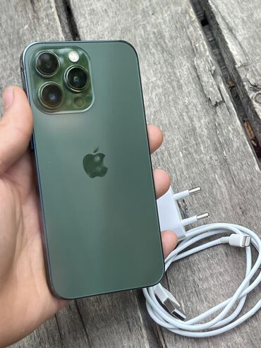 iphone 14 в бишкеке: IPhone 13 Pro, Б/у, 128 ГБ, Зеленый, Зарядное устройство, Кабель, 100 %