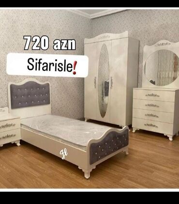 Yataq otağı dəstləri: Təknəfərlik çarpayı, Dolab, Termo, 2 tumba, Yeni