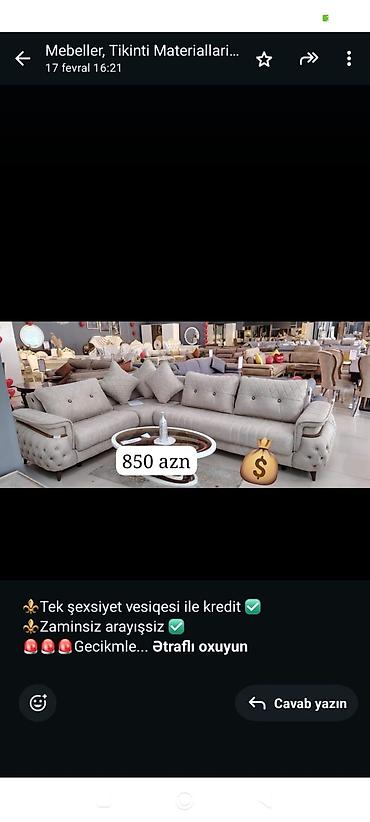 saloglu cilek mebel: Künc divan, Yeni, Parça — 1