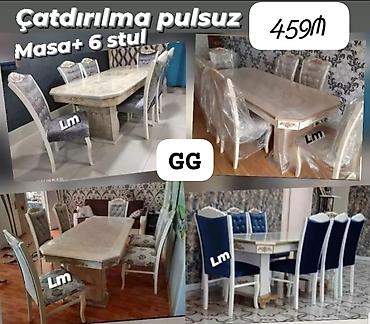 Mebel dəsti: Masa + 6 stul - Klassik üslubda yemək masası və 6 ədəd