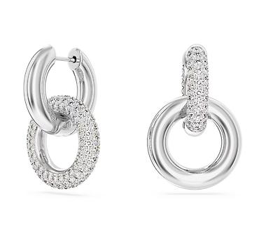 swarovski: Серьги круглые Swarovski Dextera. Родиевое покрытие, сертификат — 4