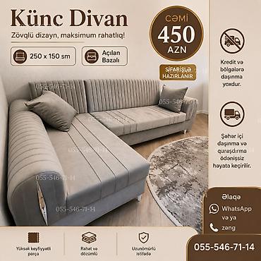 satin parça: Künc divan, Yeni, Açılan, Bazalı, Vеlur parça, Şəhərdaxili pulsuz çatdırılma — 1