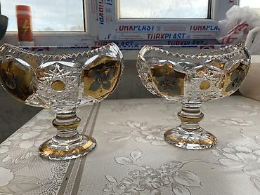 xonca konfetleri: Kəsmə naxışlı kristal şirniyyat qabları (2 ədəd) - Material: qalın — 3