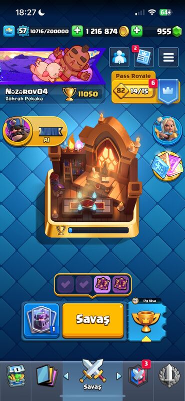11 000 kupa Clash Royale hesabı satılır 4 dəfə Royale Pass alınıb 9