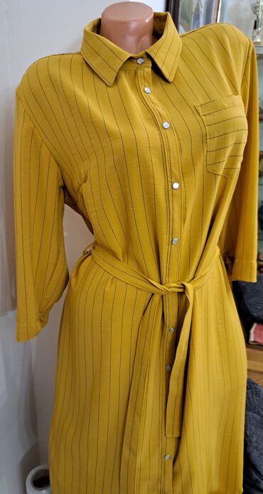 haljina od satena: L (EU 40), XL (EU 42), color - Yellow, Other style, Other sleeves