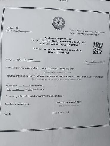 Sərnişin daşımaları: Minik avtomobili — 1