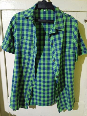 детские рубашка: Детский топ, рубашка, цвет - Зеленый, Б/у