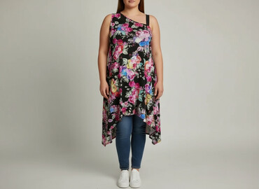 sukienka w kwiaty na wesele plus size: Sukienka damska, rozmiar XL