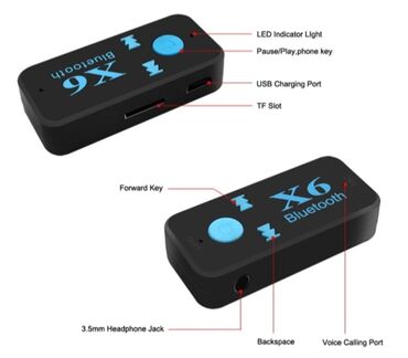 Audio oprema za auto: Bluetooth X6 audio prijemnik sa ugrađenim mikrofonom - Pretvara bilo — 6