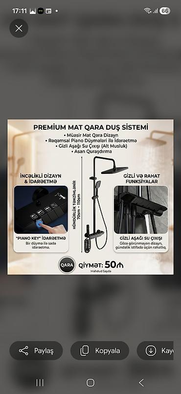 yagmur: PREMİUM MAT QARA DUŞ SİSTEMİ - Müasir mat qara dizayn - “Piano key” — 1