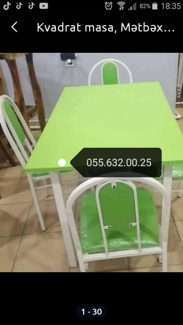 Masa və oturacaq dəstləri: Stol stul dəstinin sexdən birbaşa satişı var. Modellər coxdur rəng — 4