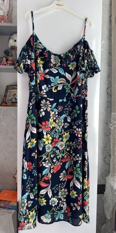 женские стрейчевые юбки: Qadın paltarı – yay/bohem üslubunda - Rəng: tünd göy fon üzərində