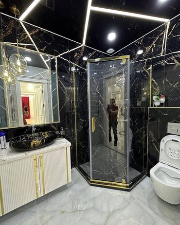 Duş kabinaları, arakəsmələr: Yeni Üstü açıq kabina, Künc üçün, Pulsuz çatdırılma — 8